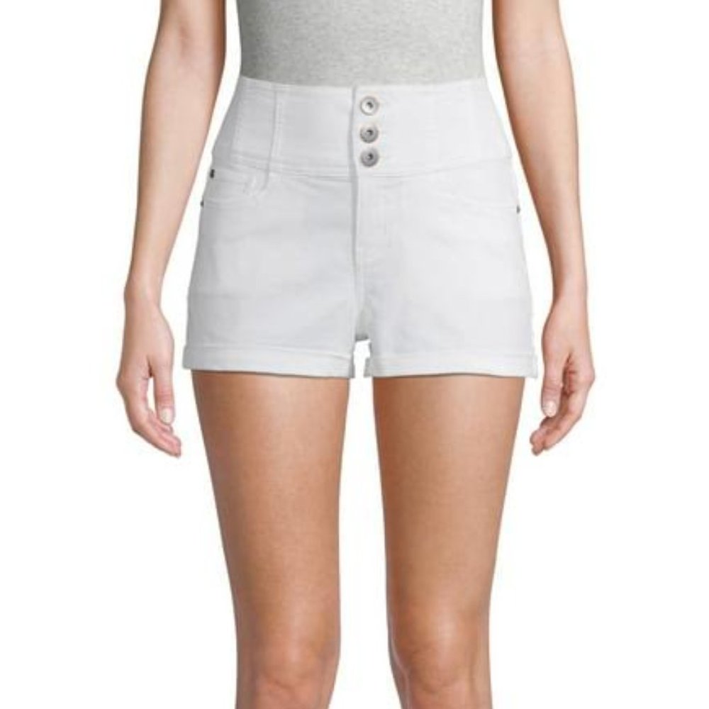 No Boundaries NWT Corset Triple Button High Rise Shorts in Arctic White Size 7